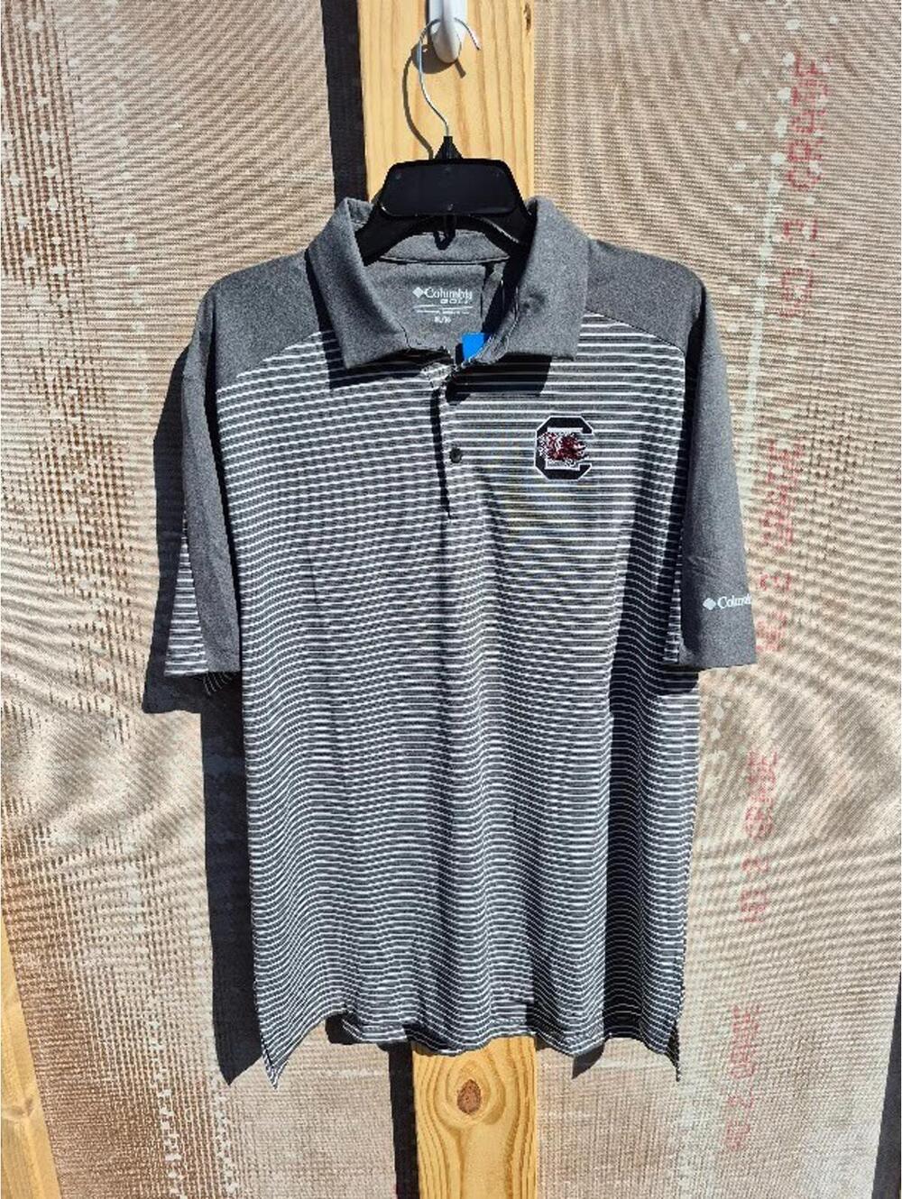 Columbia South Carolina USC Gamecocks Omni Polo Shirt Grey Logo XL $85 MSRP Wick